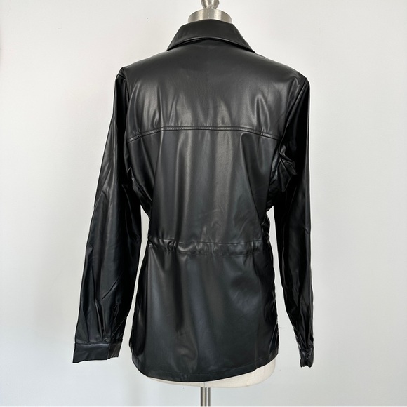 Lane Bryant Faux Leather Shirt Jacket Black  Size 14 NWT - Picture 8 of 14